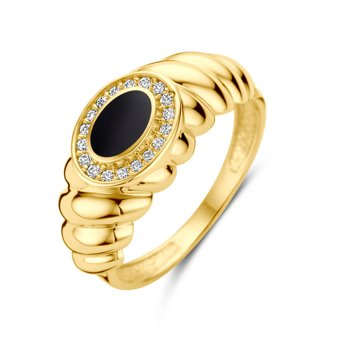 14K Geelgoud Ring Onyx En Met Zirkonia 4031734 - PansiteNederland.nl