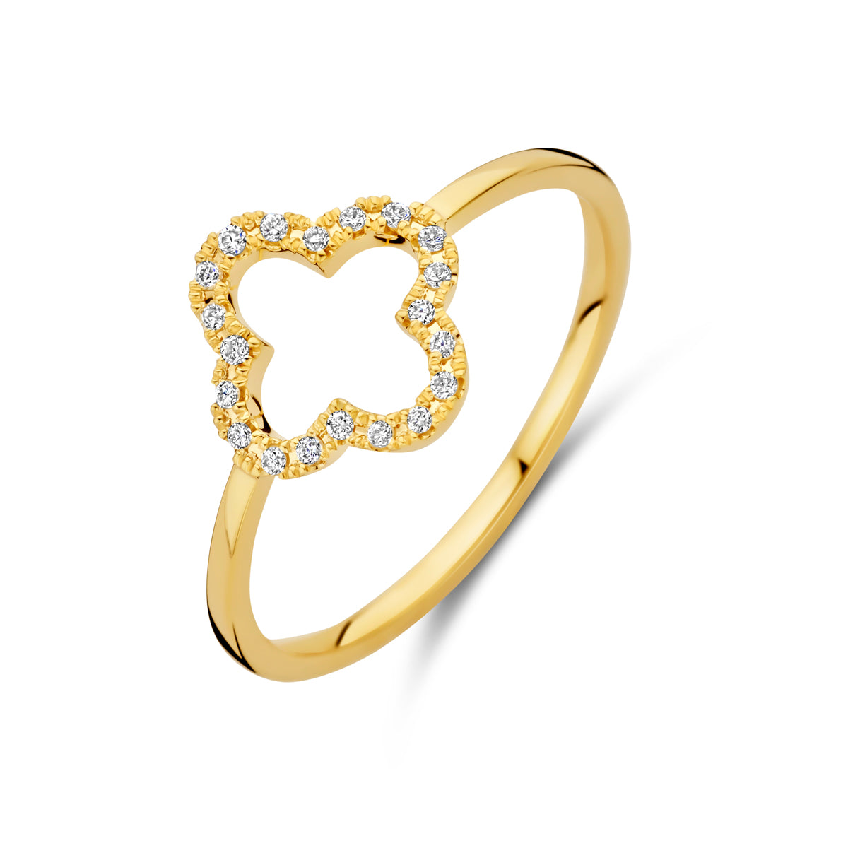 14K Geelgoud Ring Klavertje Diamant 0.07Ct H Si 4031820 - PansiteNederland.nl
