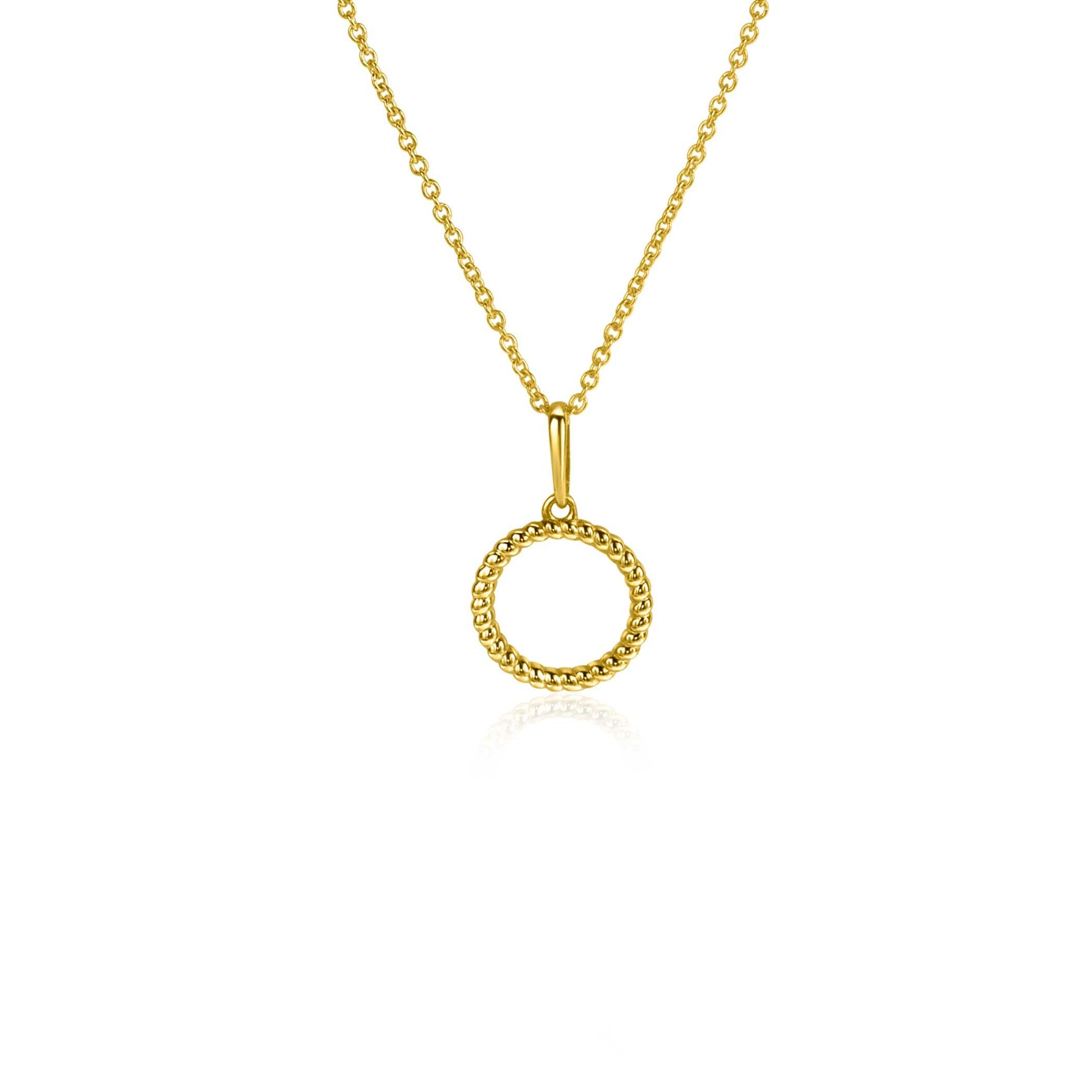 Zinzi Gold 14 krt gouden hanger met open ronde vorm 10mm, met gedraaide buis ZGH400 (zonder collier) - PansiteNederland.nl