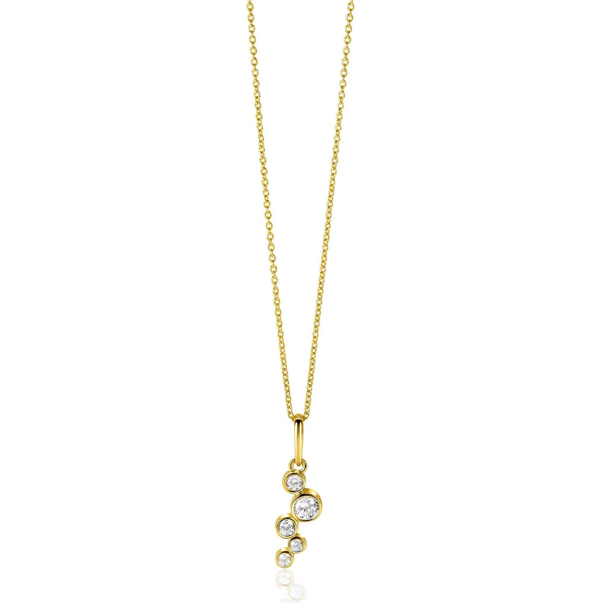 Zinzi Gold 14 krt gouden hanger met ronde zettingen bezet met witte zirkonia's ZGH513 (zonder collier) - PansiteNederland.nl
