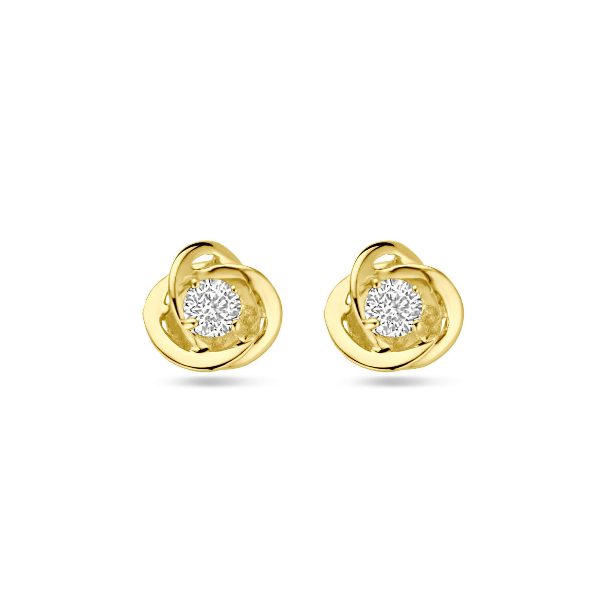 9K Geelgouden oorknoppen zirkonia bloem 7 mm - 8000202