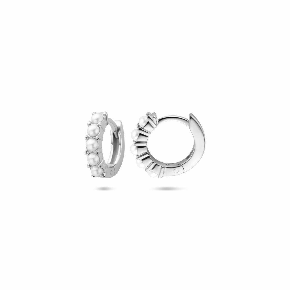 Zilveren gerhodineerde klapoorringen parel 10,5 mm - 1340969