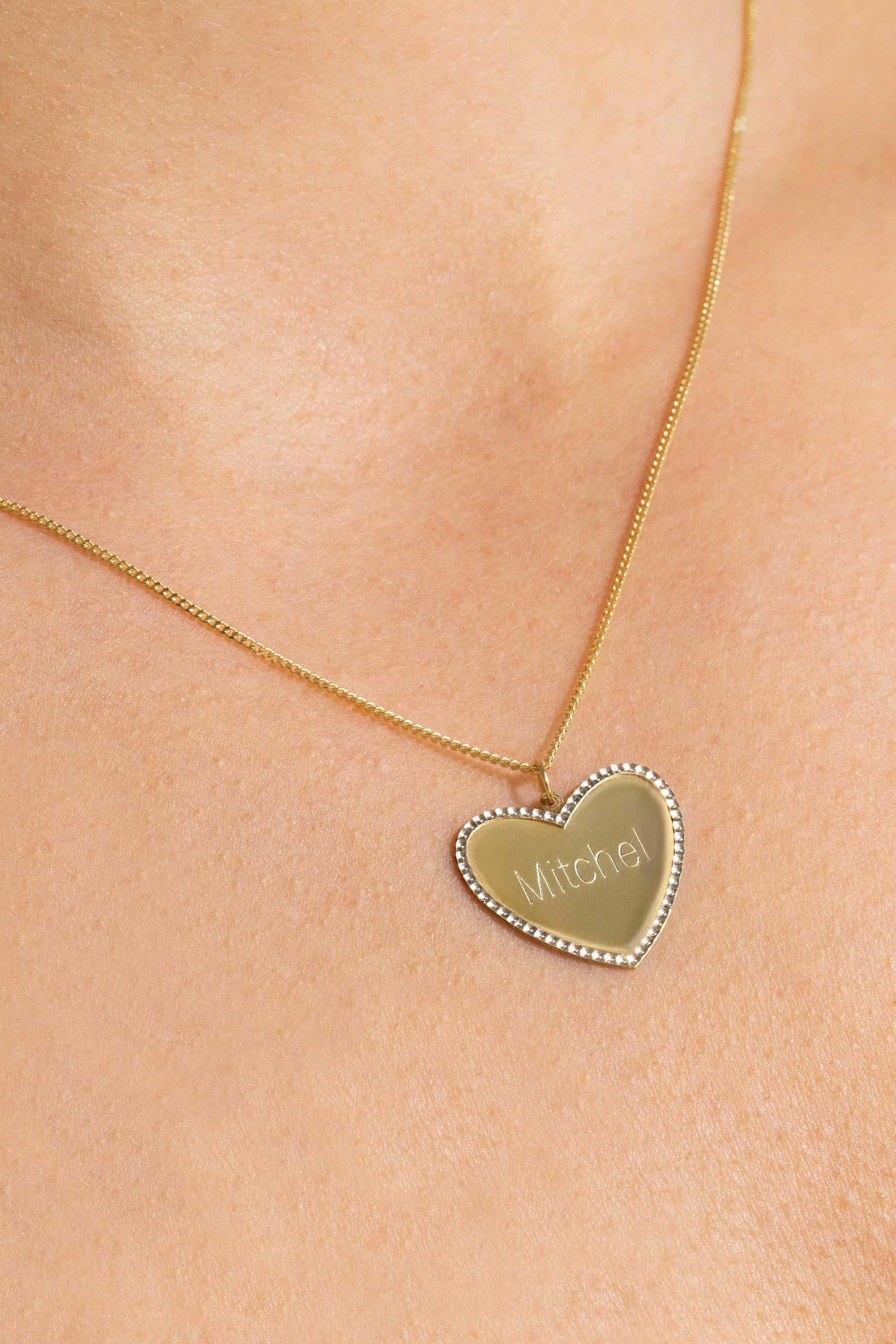 Zinzi Gold 14 krt gouden hanger met glanzend hartje van 19mm en met chique witgouden parelrand ZGH364-19 (zonder collier) - PansiteNederland.nl