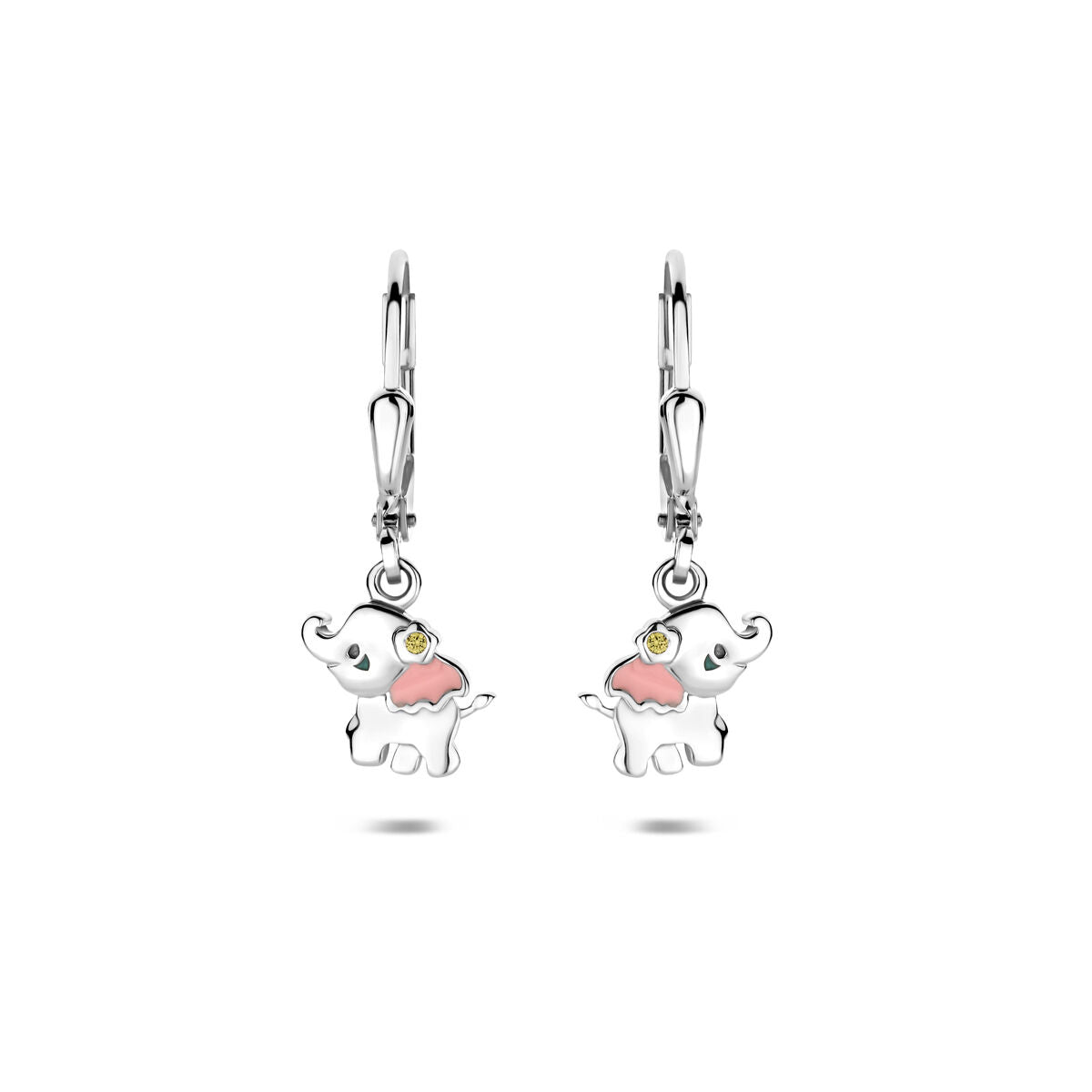 Zilveren gerhodineerde oorhangers olifant zirkonia brisur haak 23 mm - 1341848