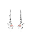 Zilveren gerhodineerde oorhangers olifant zirkonia brisur haak 23 mm - 1341848