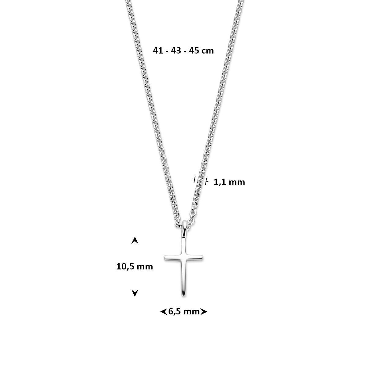 Fantasy Collection Collier kruis 41 - 43 - 45 cm zilver
