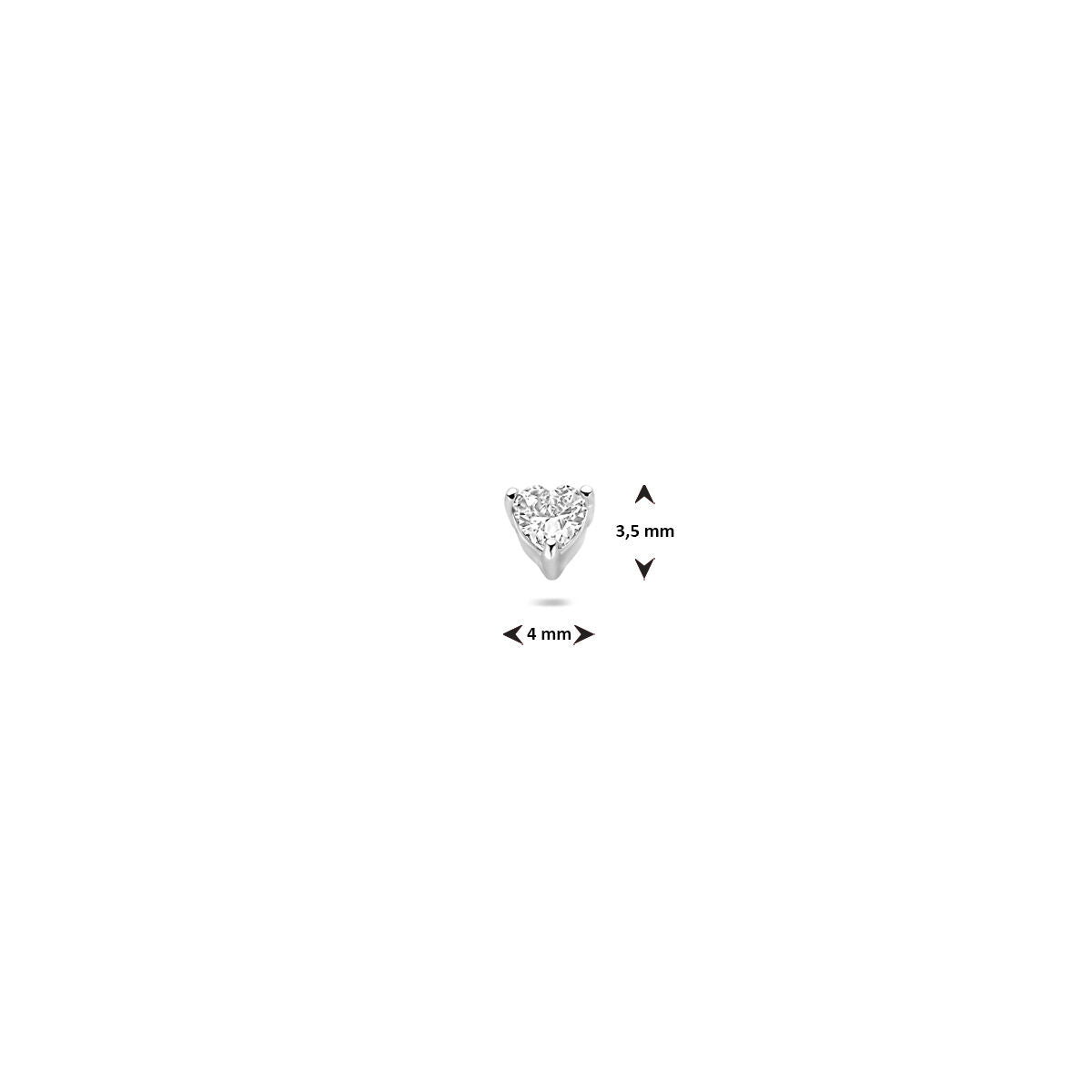 Zilveren gerhodineerde flat back piercing zirkonia 3,5 x 4,0 mm - 1340820