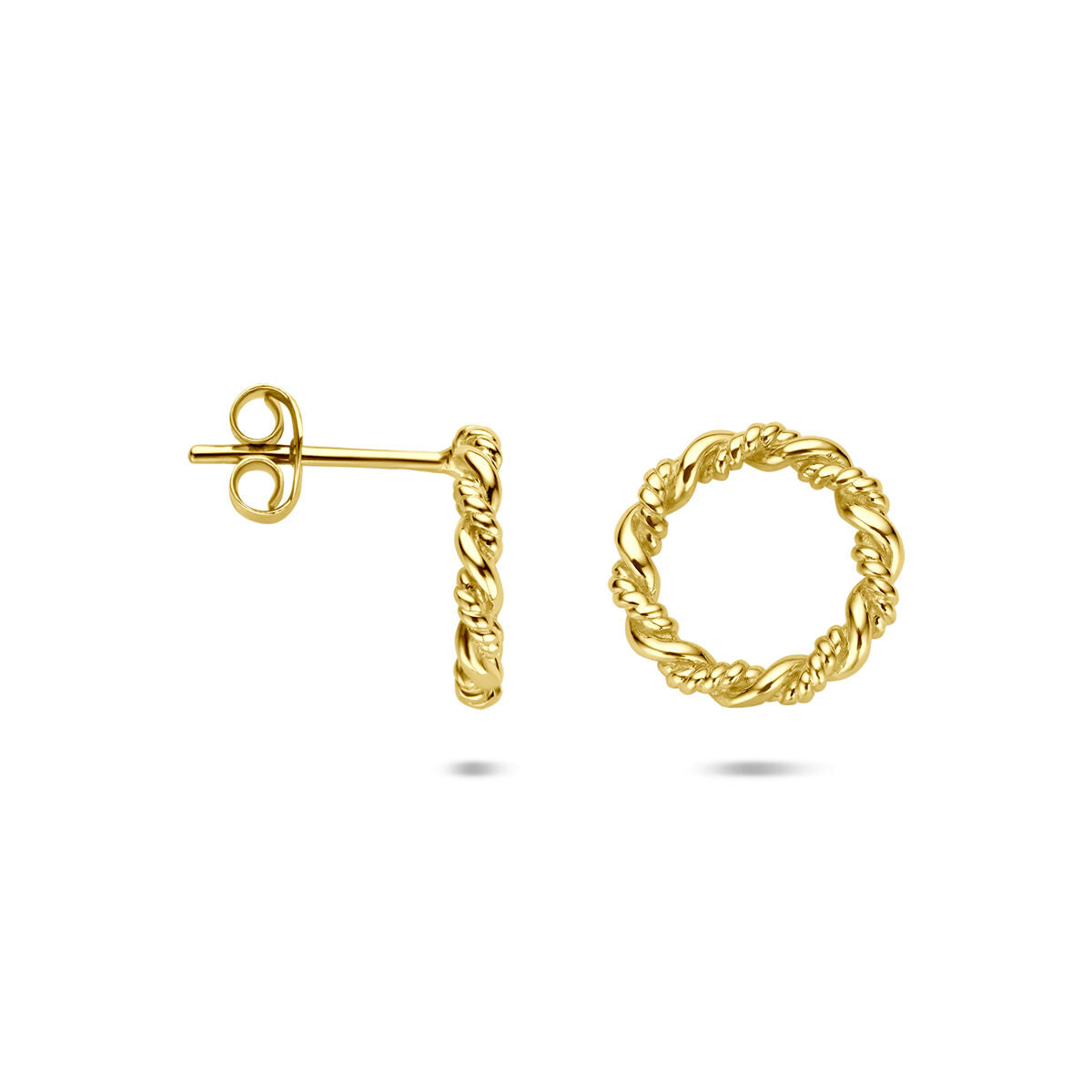 14K geelgouden oorknoppen rondje gedraaid 12 mm - 4034339