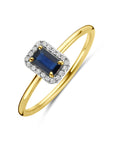 14K Geelgouden Ring Saffier En Diamant 0.06Ct H Si 4034214