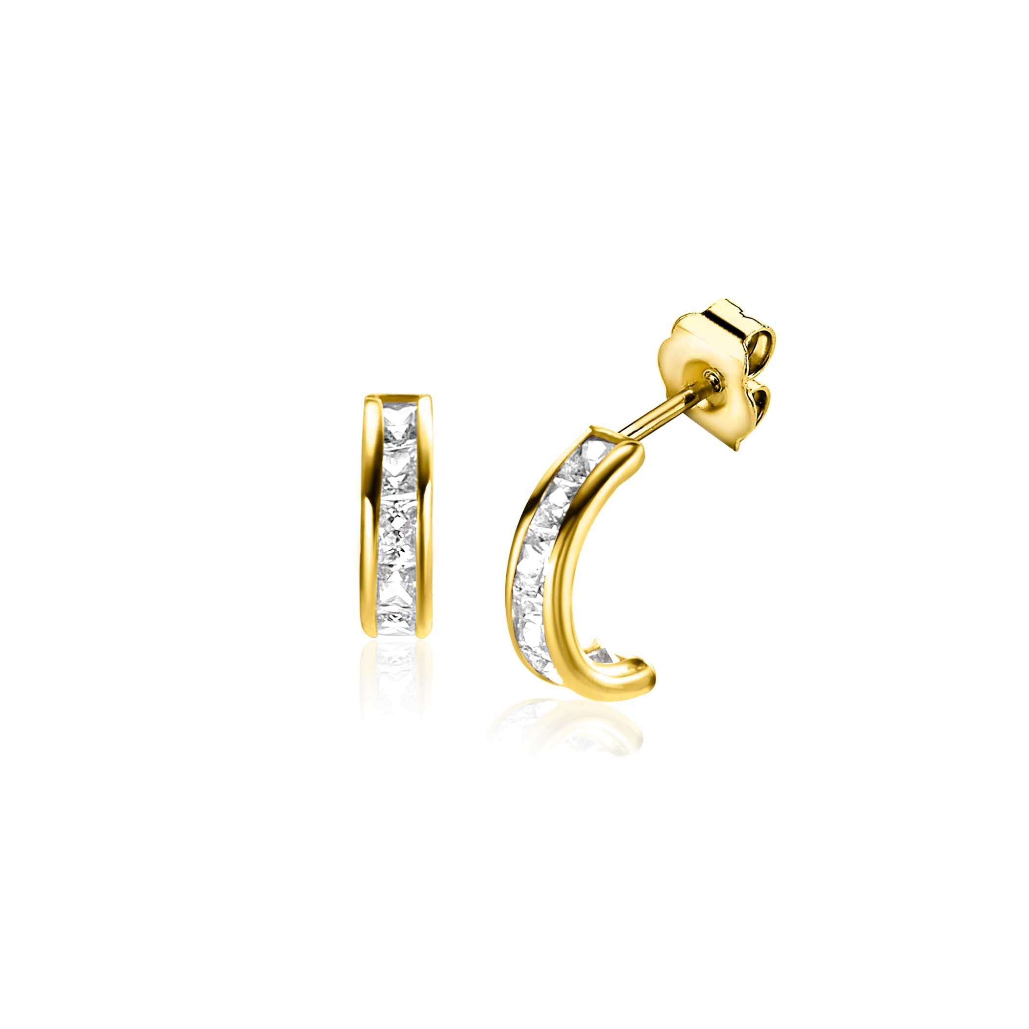 ZINZI 14K Gouden Oorbellen met Witte Zirkonia ZGO457