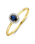 14K Geelgouden Ring Saffier En Diamant 0.05Ct H Si 4034219