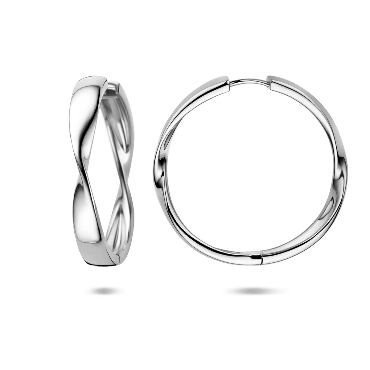 Zilveren gerhodineerde klapoorringen 40 mm - 1341313