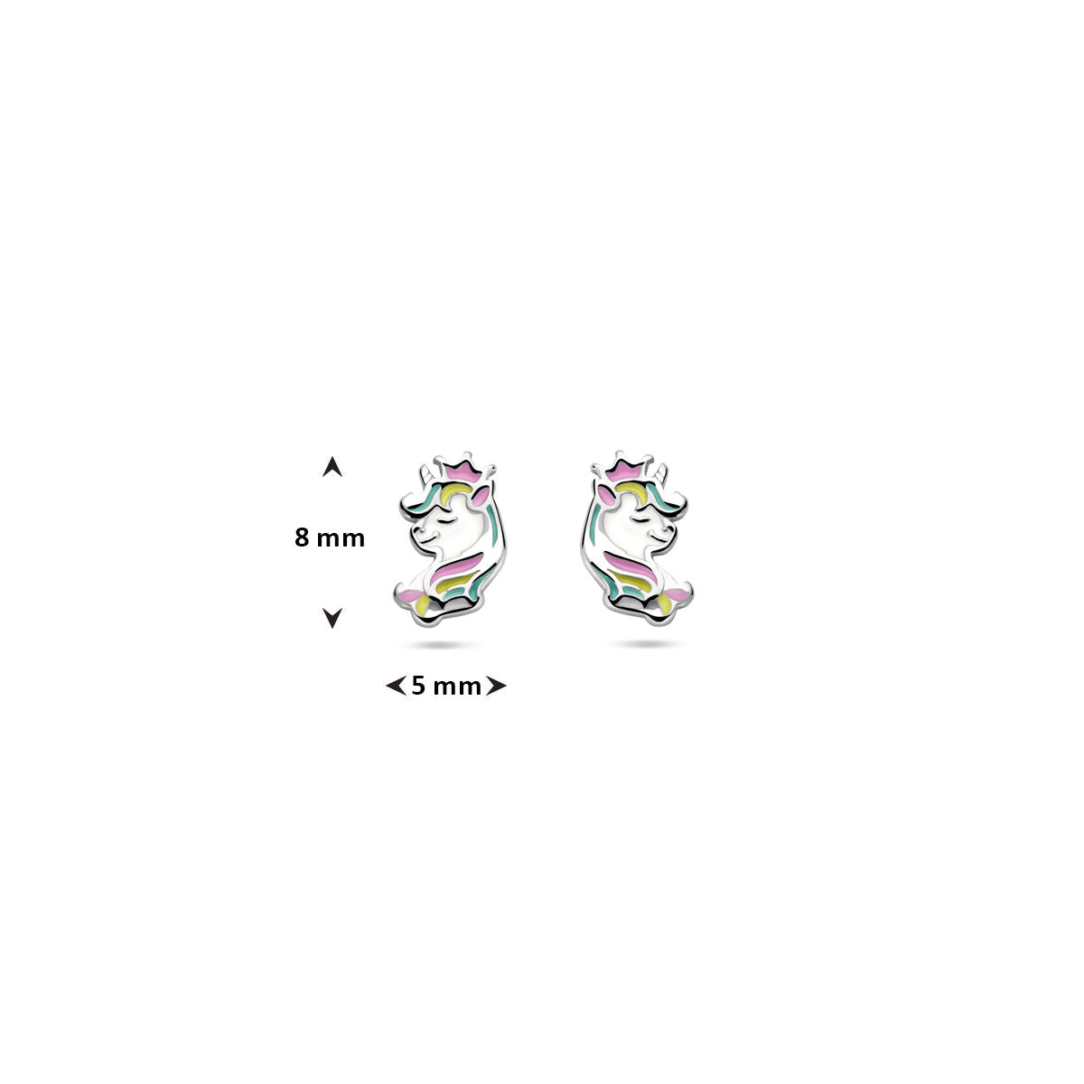 Zilveren gerhodineerde oorknoppen eenhoorn 8 mm - 1341474