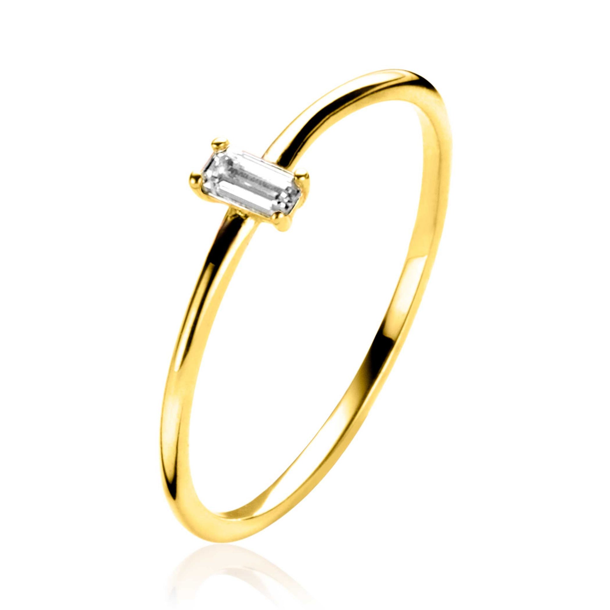 ZINZI Gold 14 krt gouden ring bezet met een witte zirkonia in rechthoek-zetting (4,2mm) ZGR369 - PansiteNederland.nl