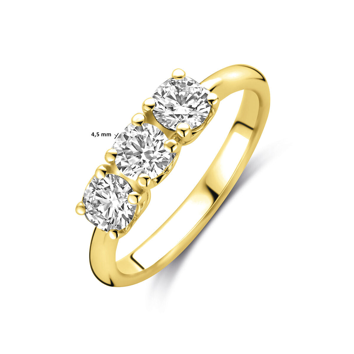 Fantasy Collection Ring trilogie lab grown diamant 0.90ct g vs 14K geelgoud