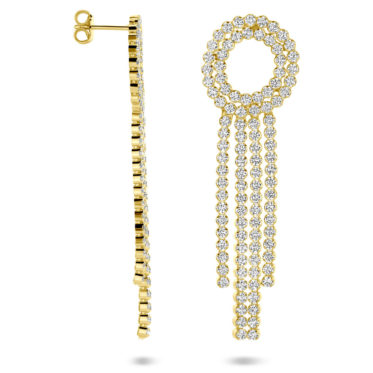 Zilveren vergulde geel oorhangers zirkonia 62 mm 1 micron - 2104059
