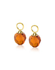 Zinzi Gold 14 krt gouden oorbedels bruine beads 8mm ZGCH144BR (zonder oorringen)