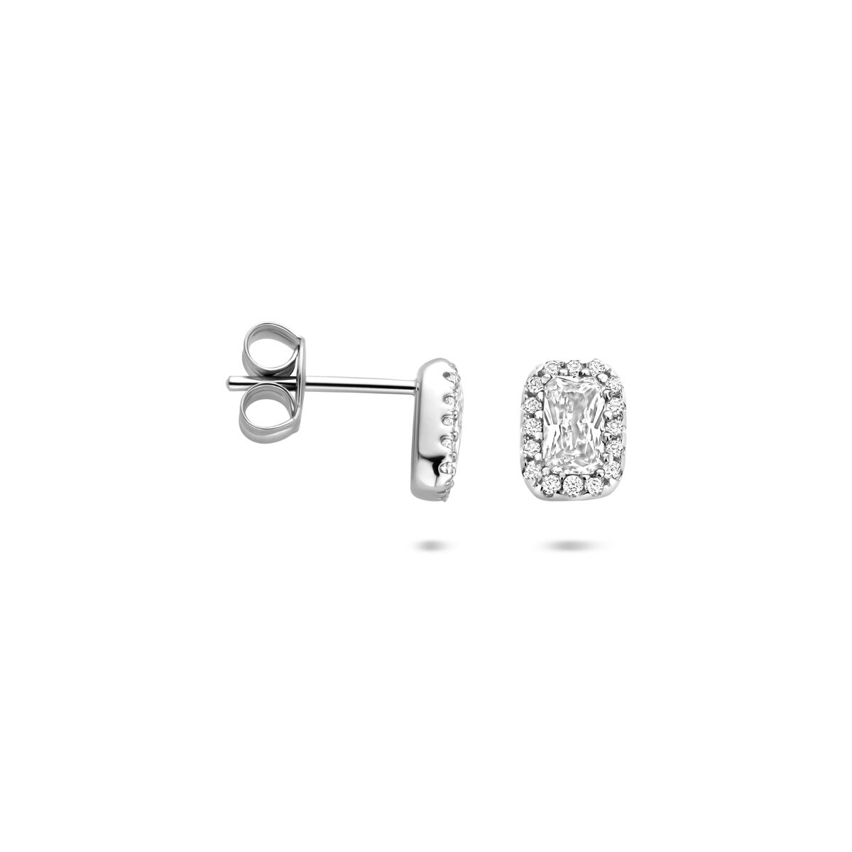 Zilveren gerhodineerde oorknoppen zirkonia 7 mm - 1341122