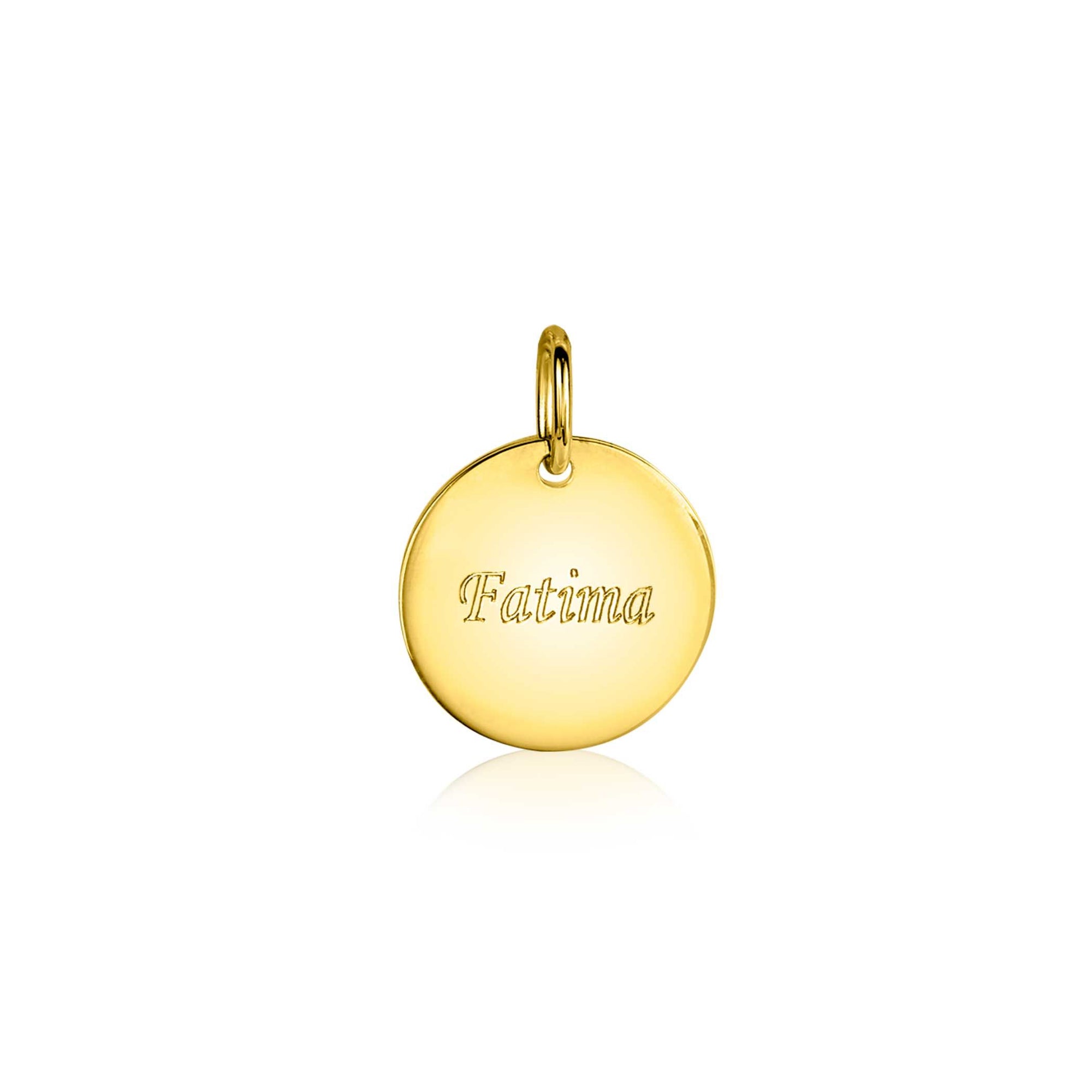 Zinzi gold plated zilveren hanger glad rond plaatje voor gravure ZIH2345G15 (zonder collier) - PansiteNederland.nl