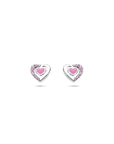 Zilveren gerhodineerde oorknoppen hartjes zirkonia 6 mm - 1341651
