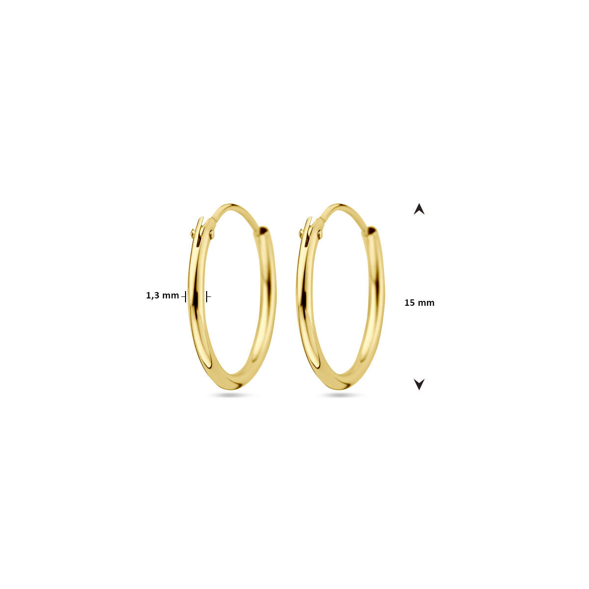 14K Geelgoud Oorringen 1,3 MM Ronde Buis 4001250 - PansiteNederland.nl