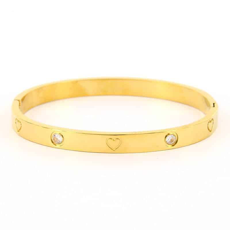 Kalli Kalli Bangle armband 2188G Hartje met Zirkonia Breed - PansiteNederland.nl