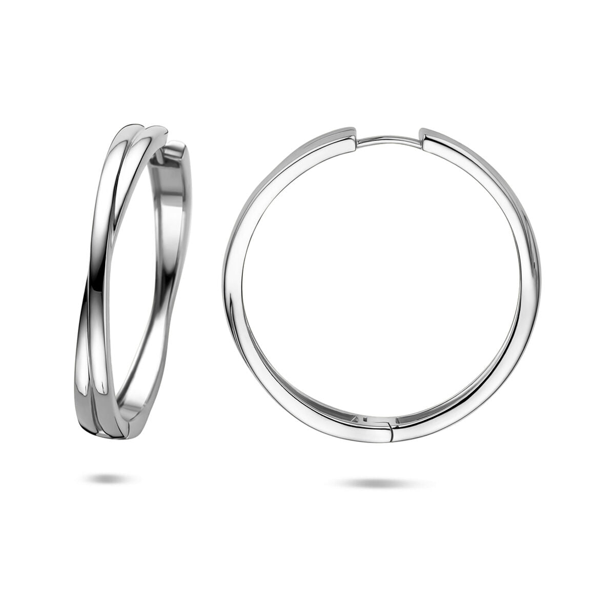 Zilveren gerhodineerde klapoorringen 40 mm - 1341312