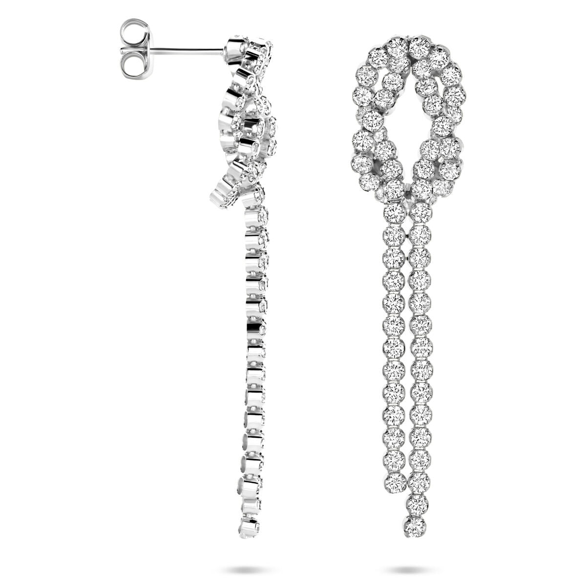 Zilveren gerhodineerde oorhangers zirkonia 53 mm - 1341092