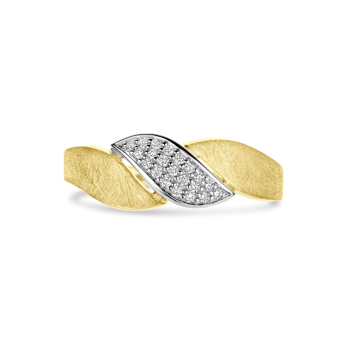 Fantasy Collection Ring poli/mat diamant 0.08ct h si 14K bicolor goud