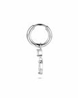 Zilveren gerhodineerde oorring zirkonia per stuk 16 mm - 1341014
