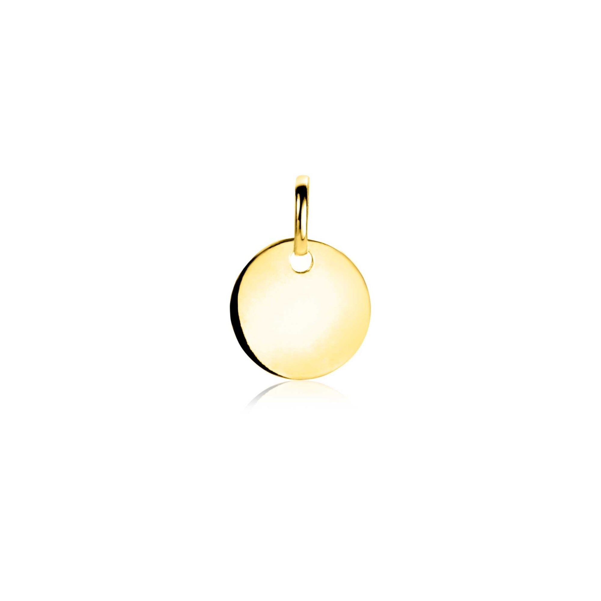 Zinzi Gold 14 krt gouden hanger met trendy glanzend rond plaatje van 10mm ZGH397-10 (zonder collier) - PansiteNederland.nl