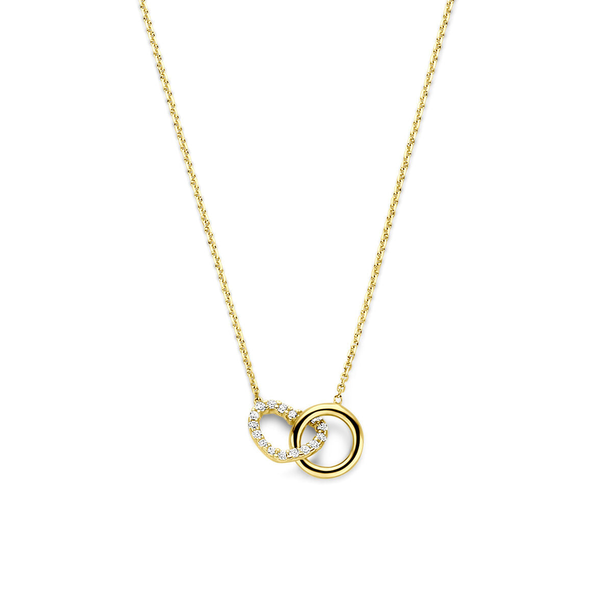 Fantasy Collection Collier hartje zirkonia 40 - 42 - 44 cm 14K geelgoud