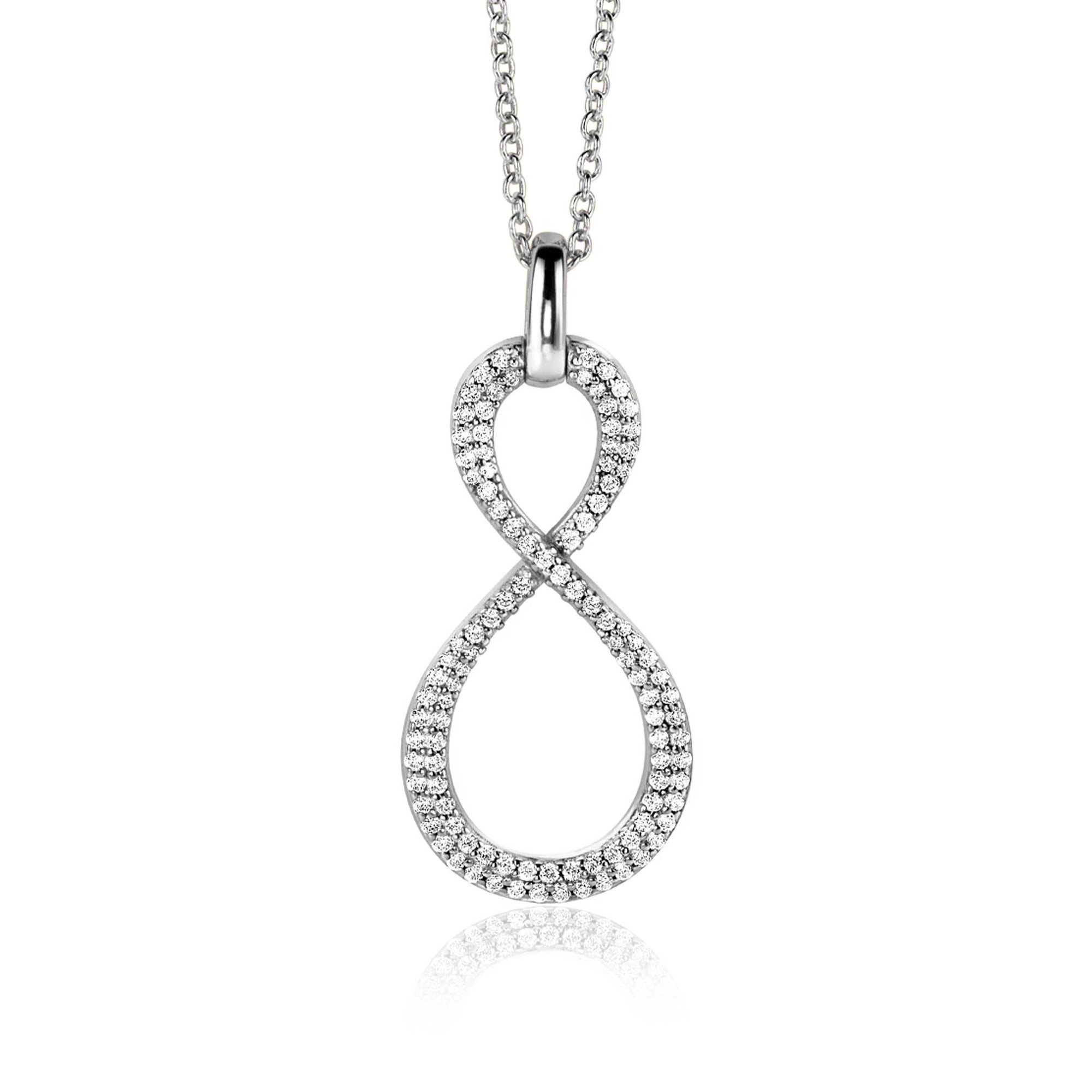 Zinzi zilveren hanger Infinity bezet met witte zirkonia's ZIH2570 (zonder collier) - PansiteNederland.nl