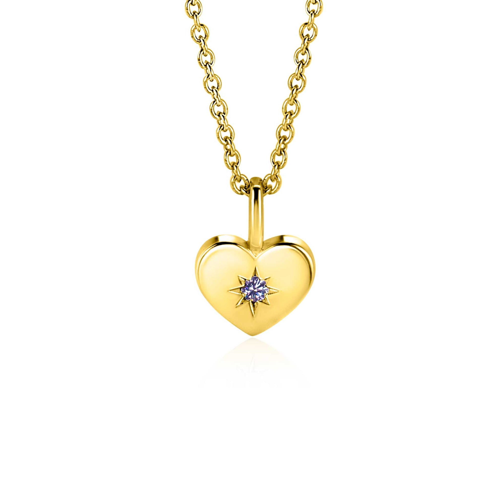 Zinzi JUNI hanger 12mm gold plated hart geboortesteen licht amethist zirkonia ZIHY-JUN (zonder collier) - PansiteNederland.nl
