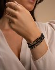 Sparkling Jewels Armband Onyx Universe - Silver 3mm SB-GEM07-3MM-LINE