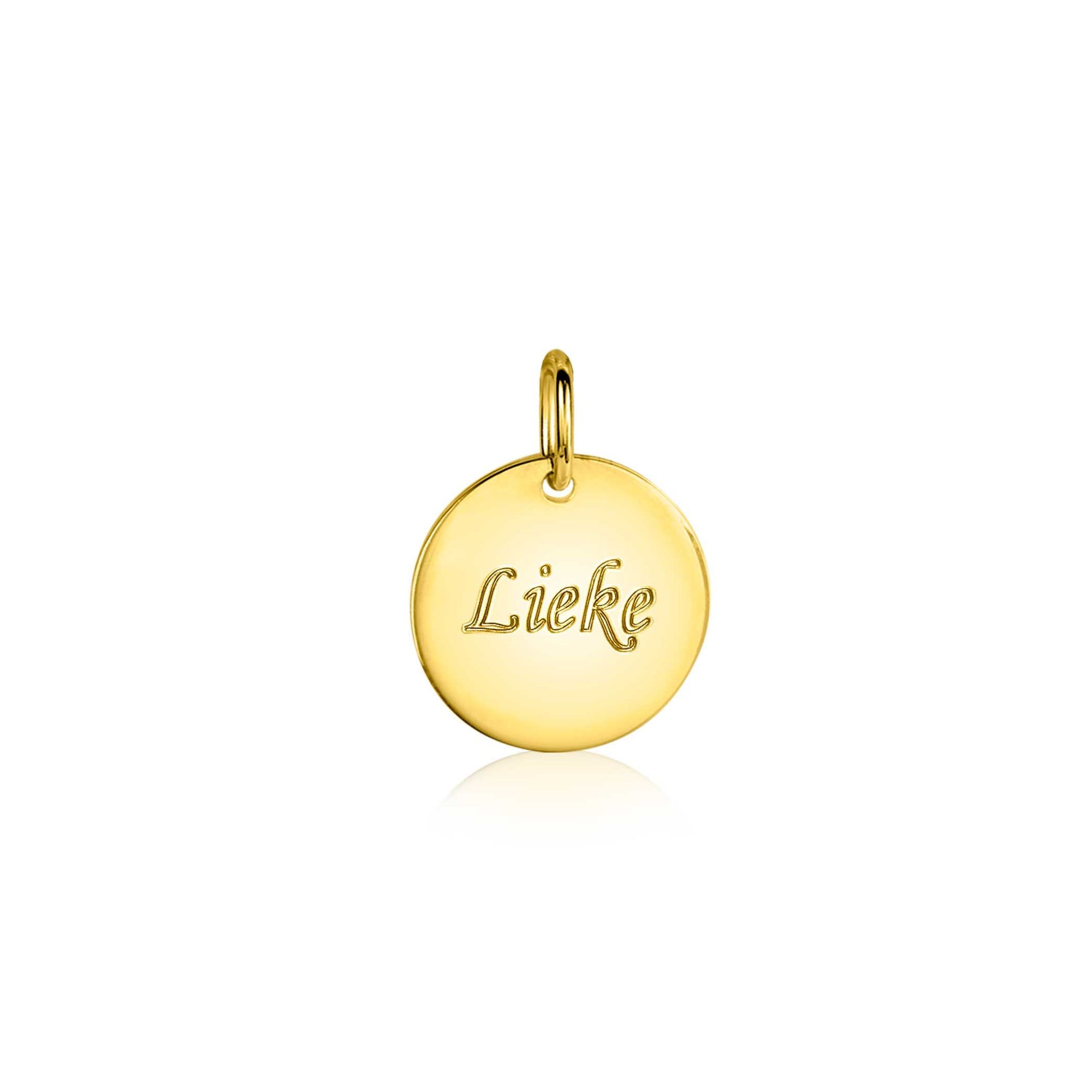 Zinzi gold plated zilveren hanger glad rond plaatje voor gravure ZIH2345G12 (zonder collier) - PansiteNederland.nl