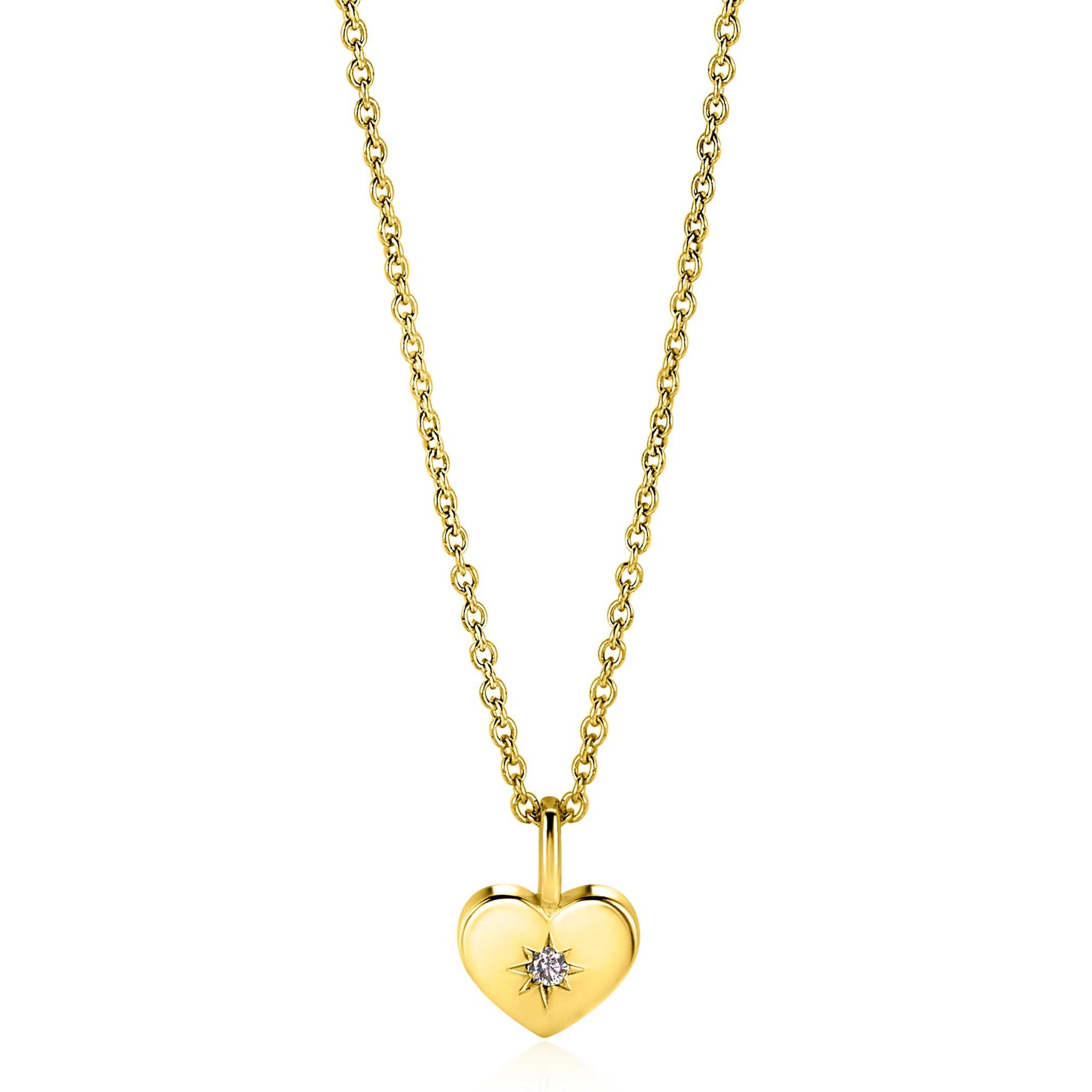 Zinzi APRIL hanger 12mm gold plated hart geboortesteen witte zirkonia (zonder collier) ZIHY-APR - PansiteNederland.nl