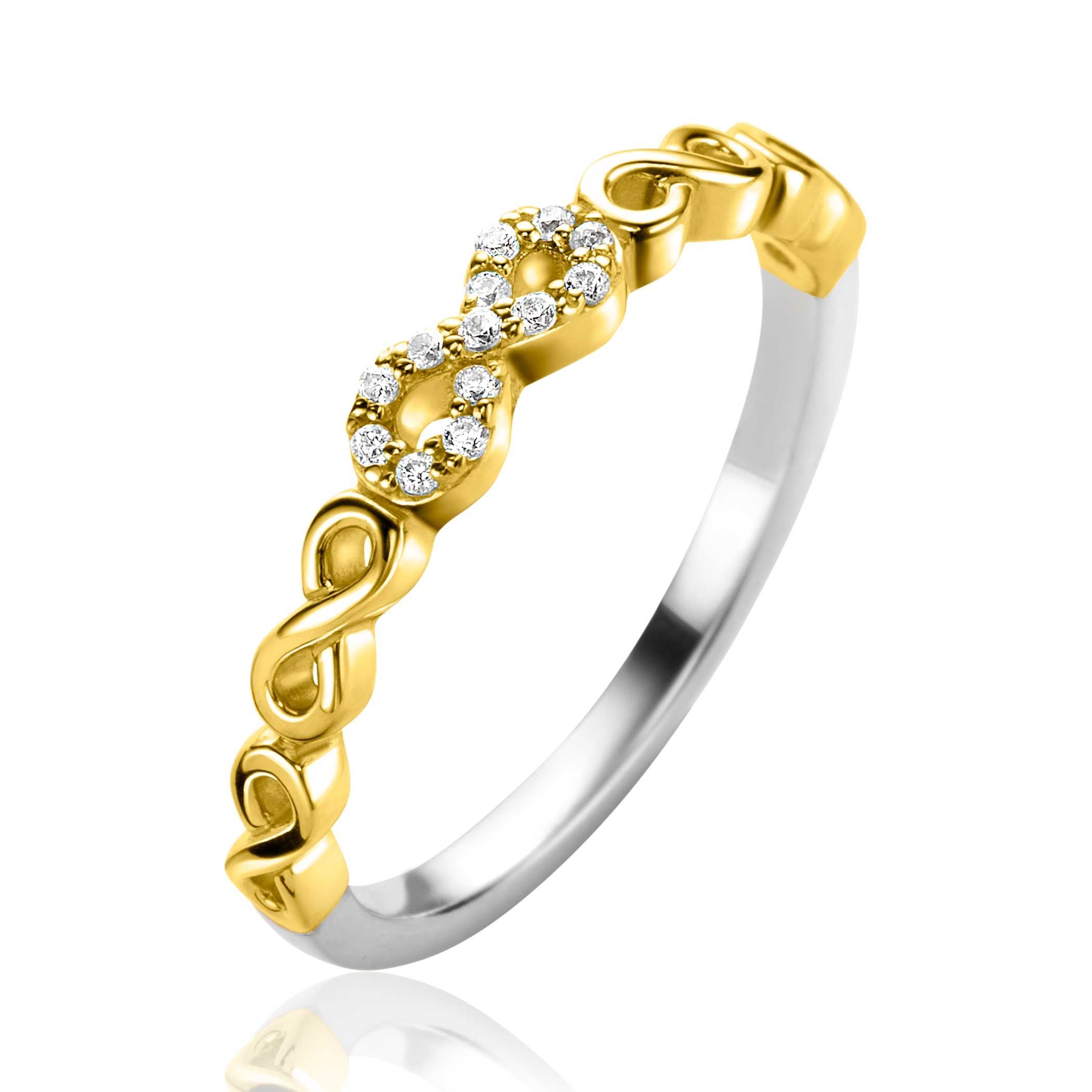 ZINZI Verguld Zilveren Ring met Witte Zirkonia - ZIR2591