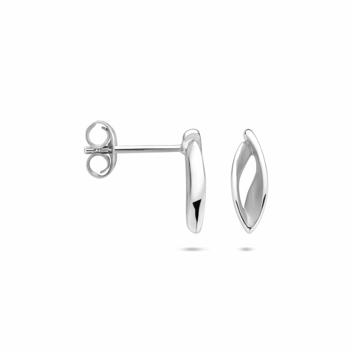Zilveren gerhodineerde oorknoppen poli/mat 12 mm - 1340826