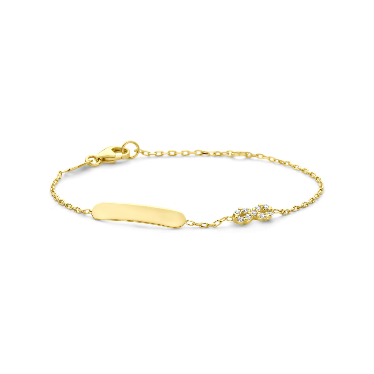 Fantasy Collection Graveerarmband infinity zirkonia 11 - 13 cm 14K geelgoud