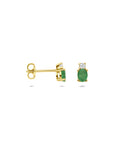 14K geelgouden oorknoppen smaragd en zirkonia 6 mm - 4034237