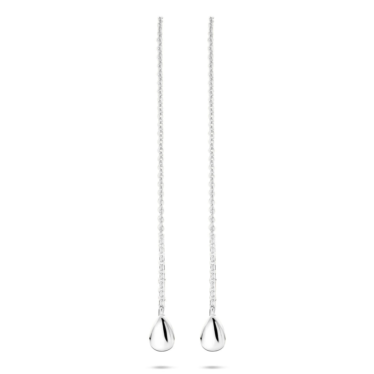 Zilveren gerhodineerde doortrekoorbellen druppel 8 mm - 1340794