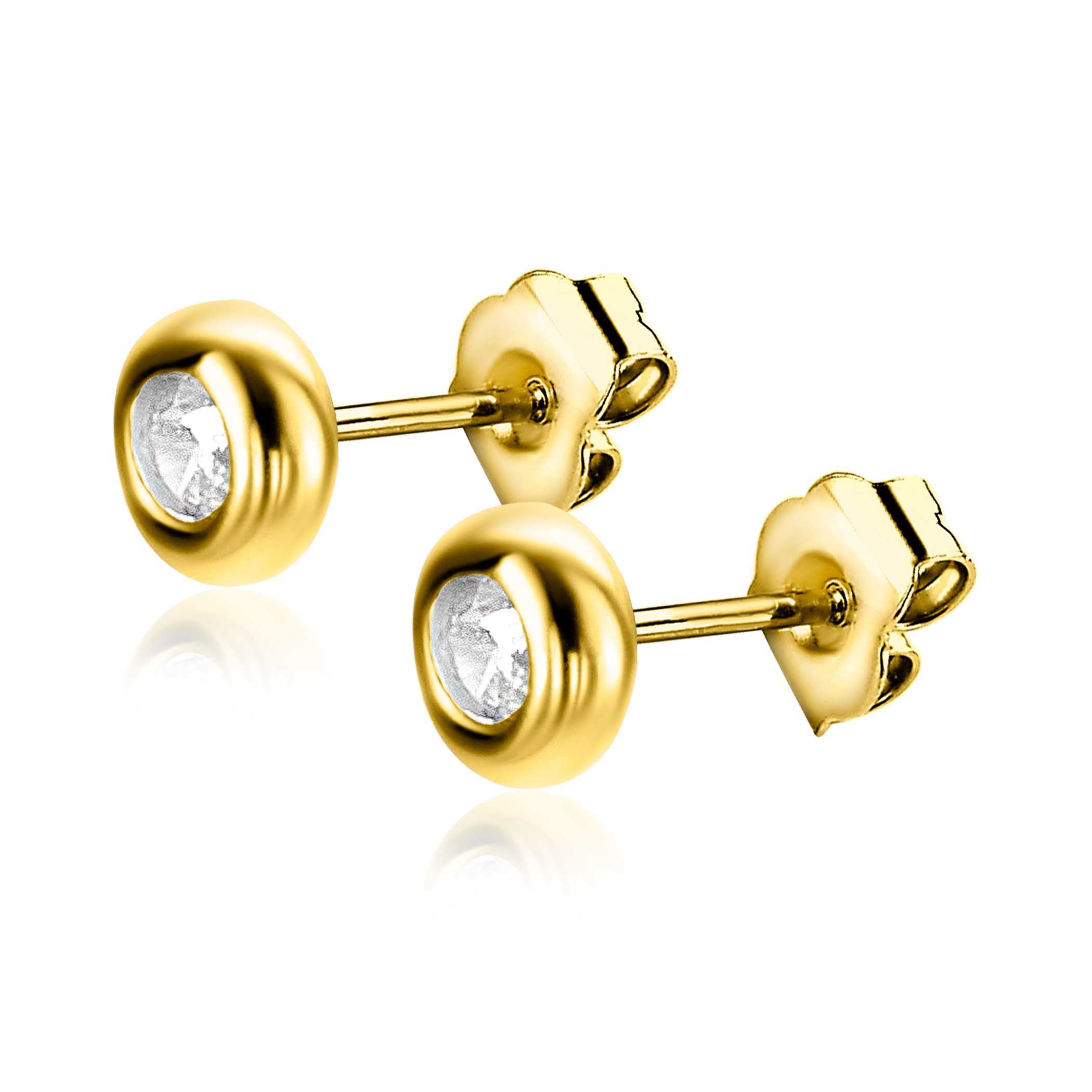ZINZI 14K Gouden Oorknoppen met Witte Zirkonia ZGO318 oorbellen