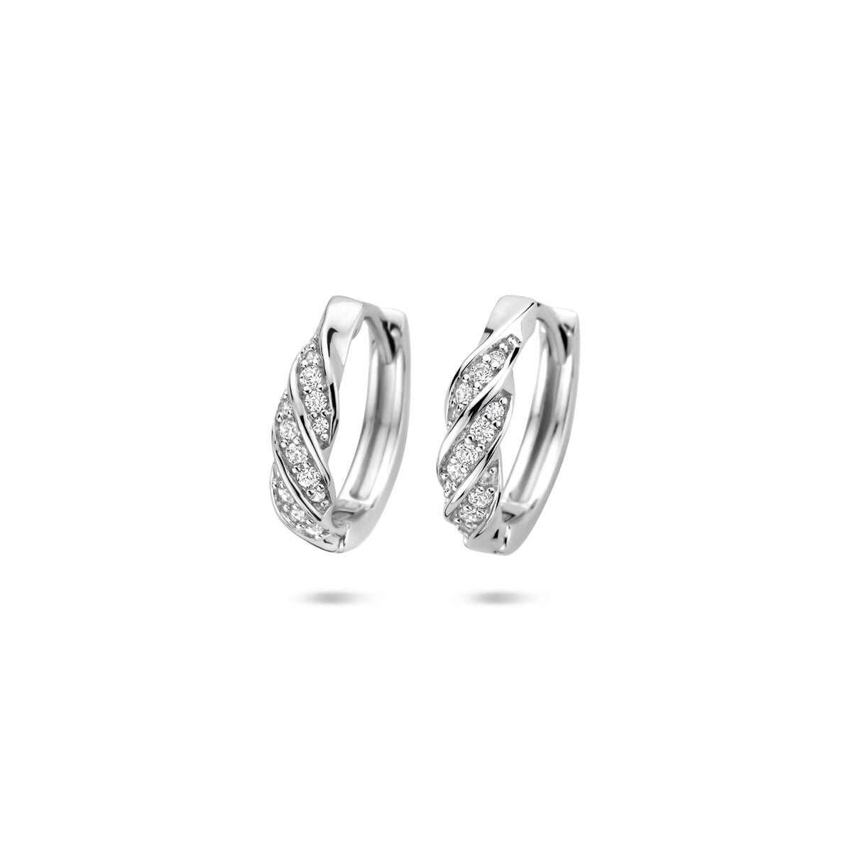 Zilveren gerhodineerde klapoorringen zirkonia 15 mm - 1340900