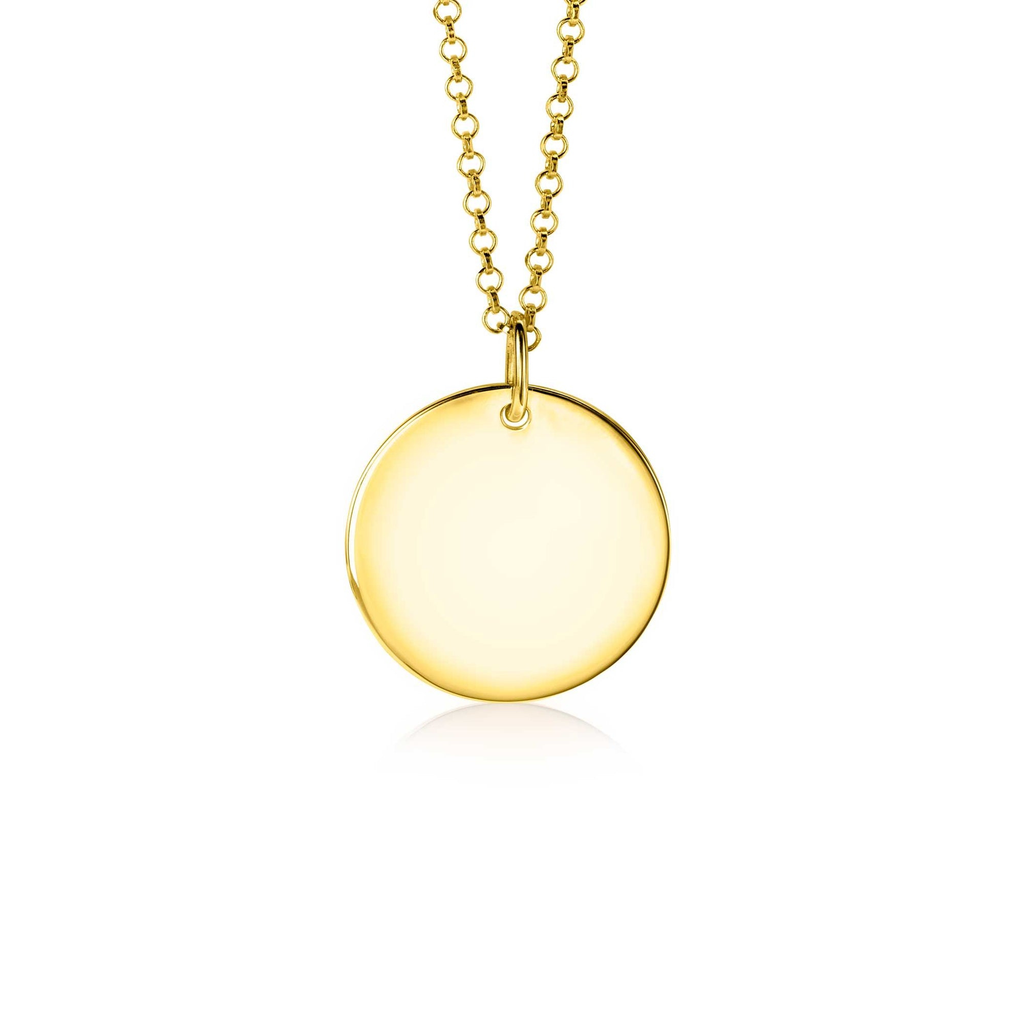 Zinzi gold plated zilveren hanger gladde ronde plaat voor gravure ZIH2345G20 (zonder collier) - PansiteNederland.nl