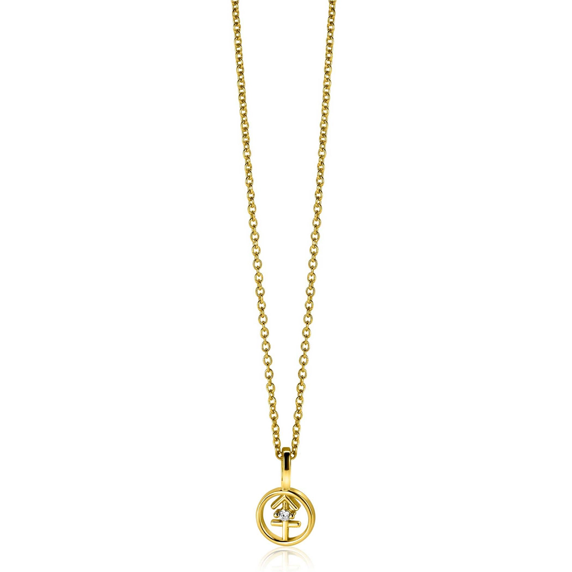 Zinzi gold plated zilveren Boogschutter sterrenbeeldhanger bezet met witte zirkonia ZIHY-BOO (zonder collier) - PansiteNederland.nl