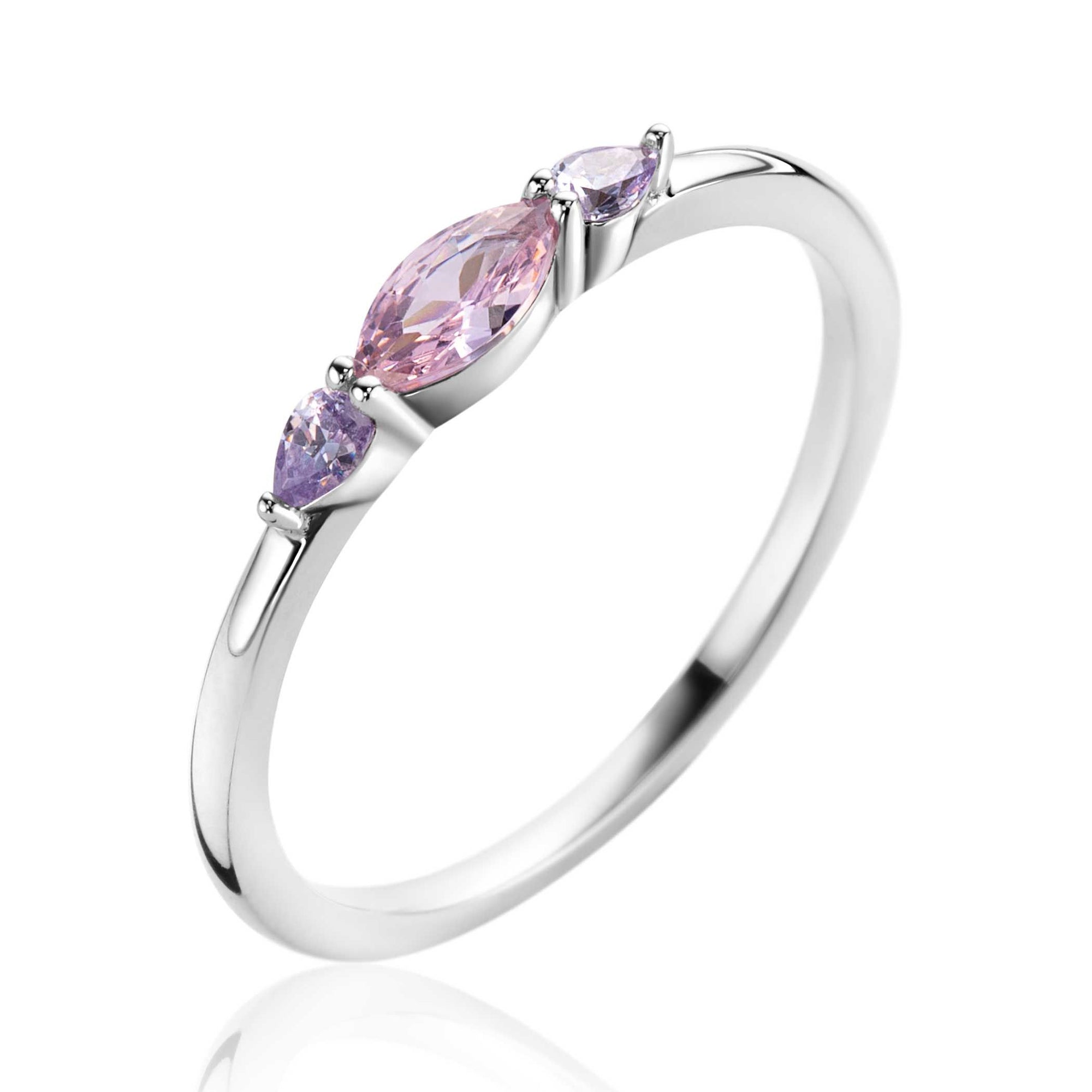 ZINZI zilveren ring bezet met ovale zirkonia's in roze en lila ZIR2498 - PansiteNederland.nl