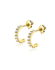Zinzi Gold 14 krt gouden halve oorringen bezet met witte zirkonia's ZGO458