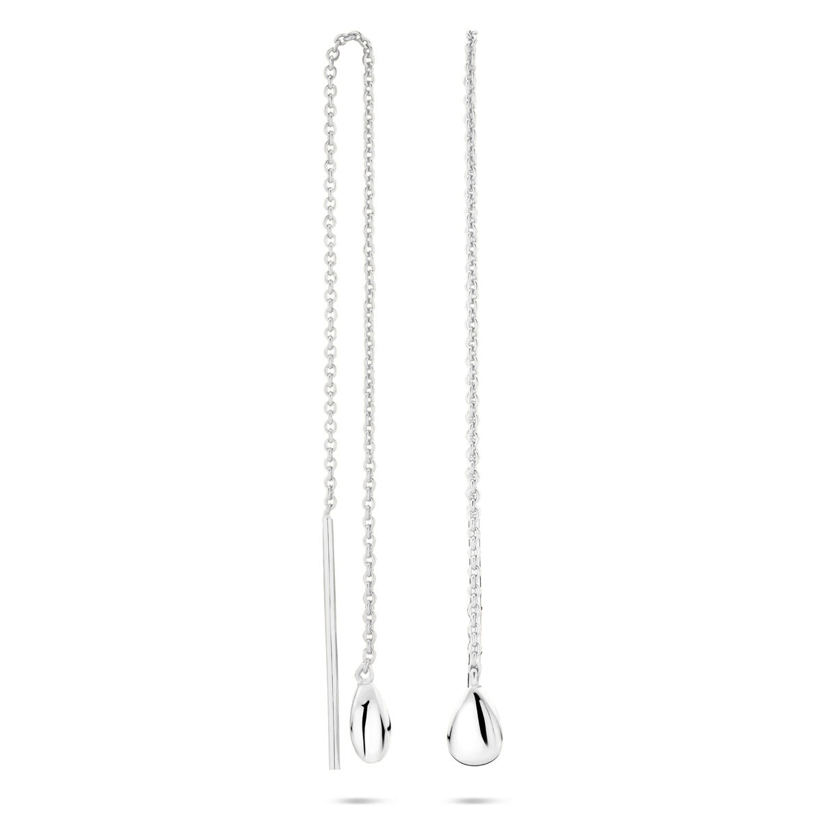 Zilveren gerhodineerde doortrekoorbellen druppel 8 mm - 1340794