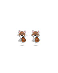 Zilveren gerhodineerde oorknoppen emaille vos zirkonia 7,5 mm - 1341279